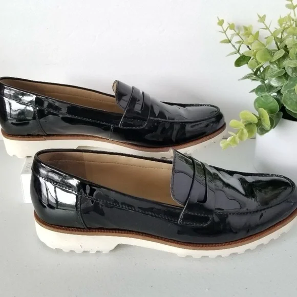 Karl Lagerfeld Black Patent Leather Loafers - Picture 1 of 4